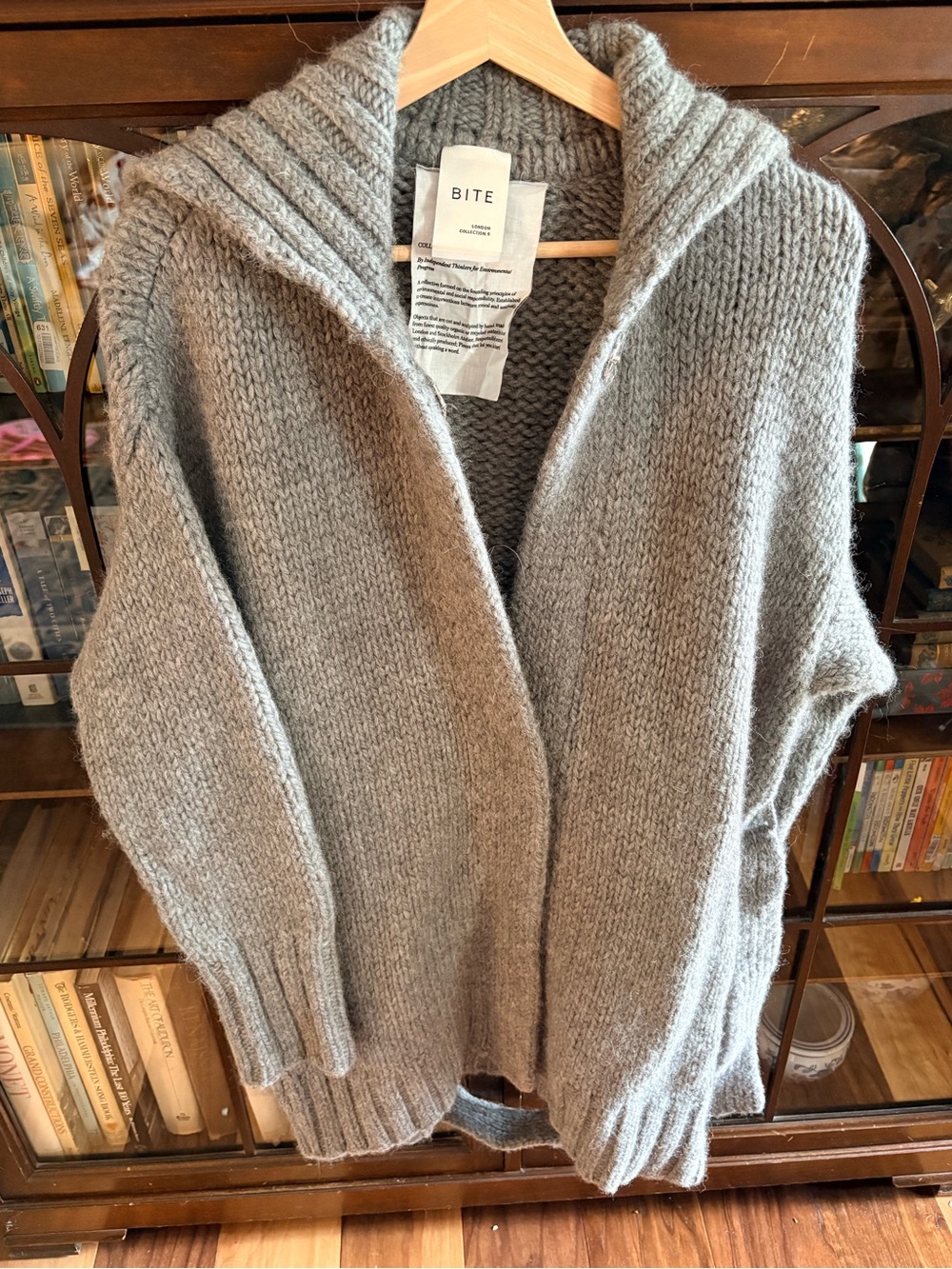 Bite Studio Organic Wool & Alpaca Chunky Knot Wool Gray Cardigan Sweater